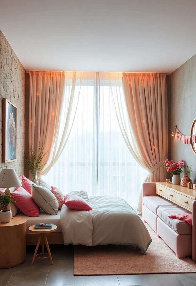 Whimsical Curtains: Choose curtains with delicate patterns or cascading fabrics to keep the light soft and dreamy