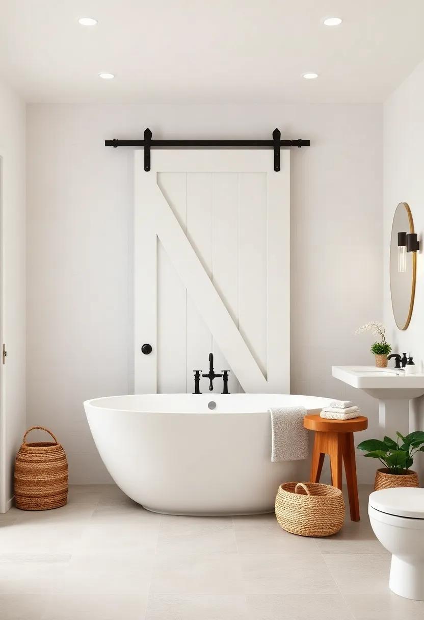 classic White: Learn how​ an ‌all-white ‌barn door harmonizes with light, airy bathrooms, creating a seamless ​blend of elegance and simplicity