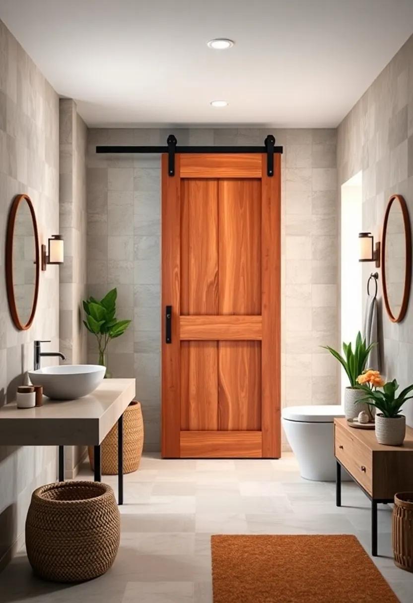 Color Contrasts: Create a stunning⁤ visual by contrasting a bold barn door against a ⁣soft tile backdrop, ensuring it remains the star of the show