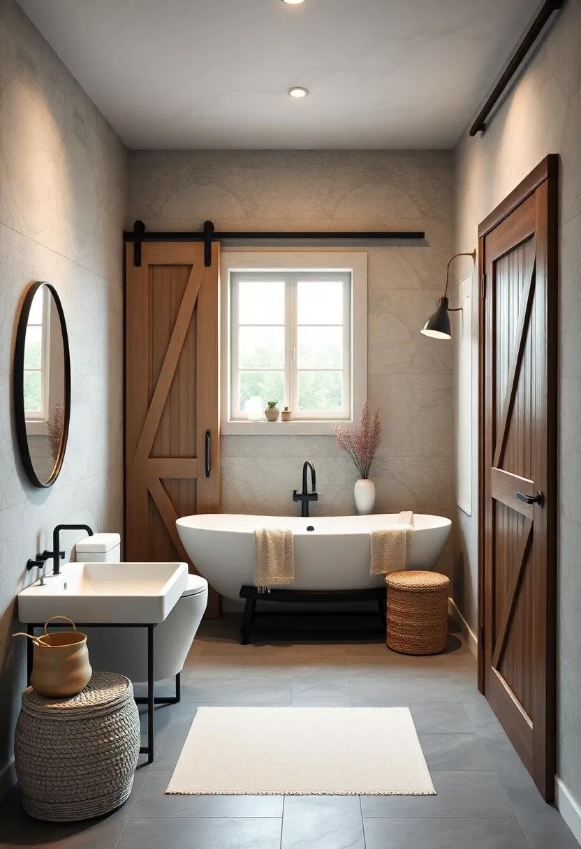 Sliding Elegance: Uncover the beauty of sliding barn doors that save space while offering a chic, contemporary look for small ⁢bathrooms