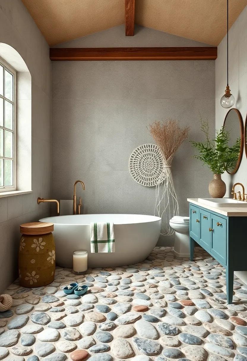 Pebbled River Stones: Incorporate natural pebbled river ‍stones into the ​flooring for a spa-like atmosphere underfoot