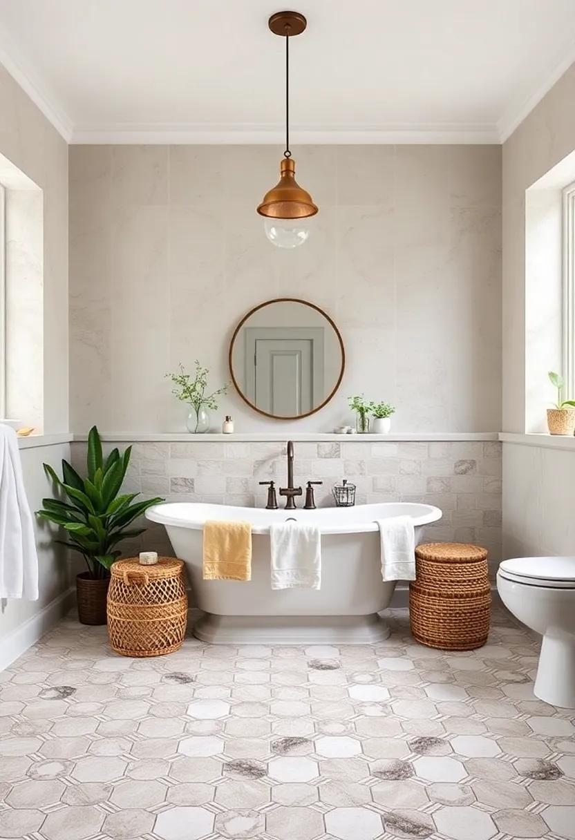 Vintage-Style Hexagon Tiles: Embrace nostalgia with white and​ black ⁣hexagon tiles ​that add a⁤ charming touch to ‍your ⁢farmhouse bathroom
