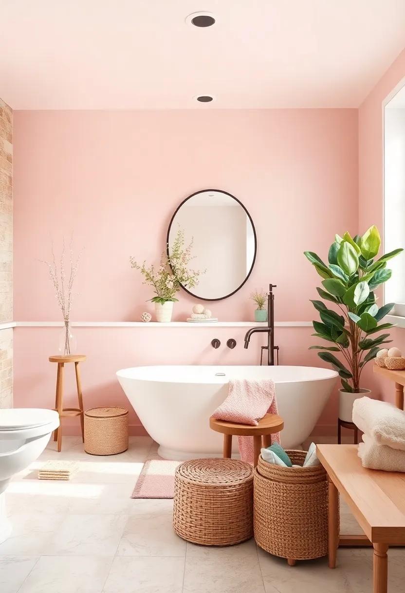 Blush Pink: Soft and uplifting, a blush pink can add a feminine touch to your bathroom while maintaining a sophisticated appeal