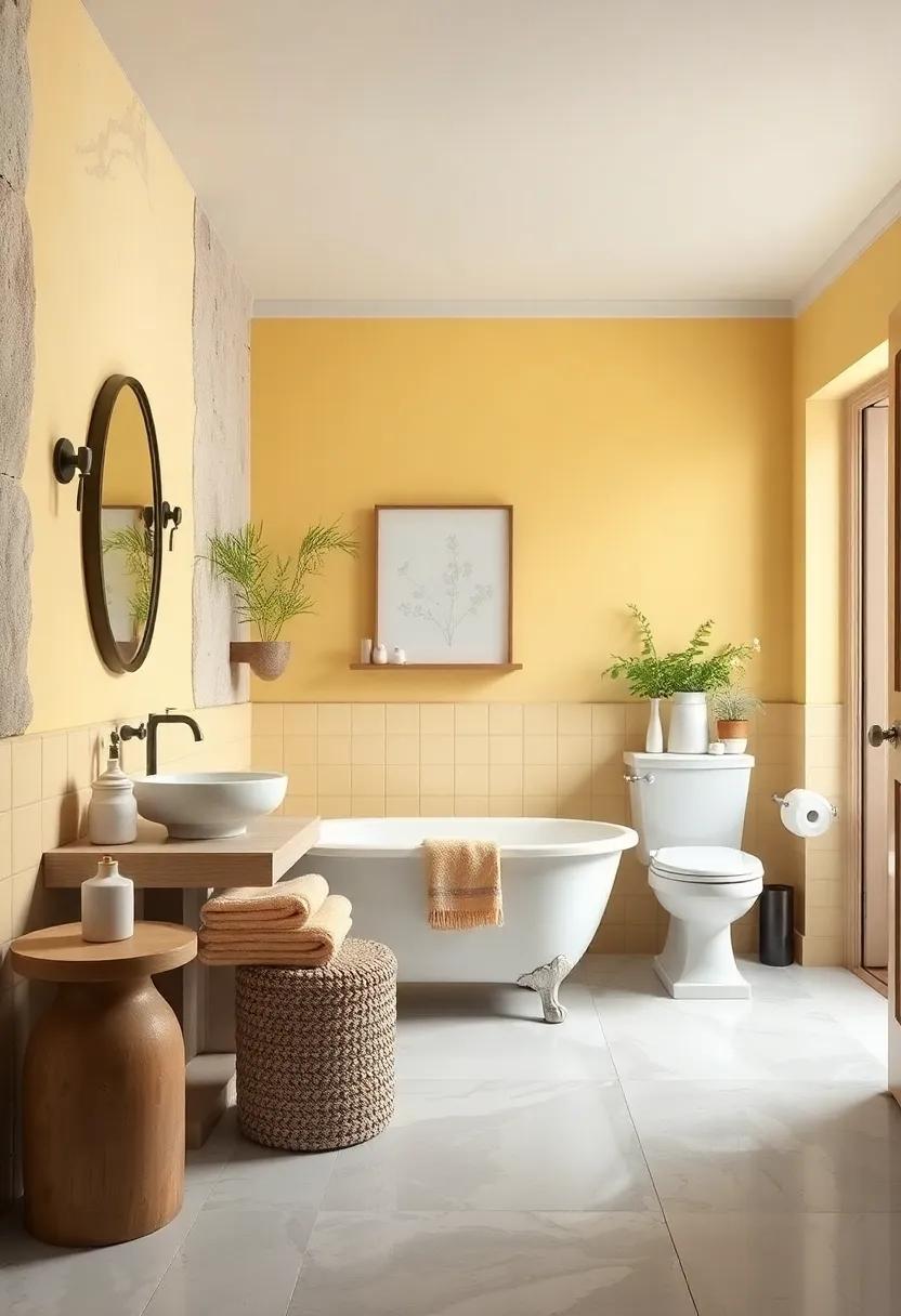 Buttercream Yellow: Brighten your bathroom with warm buttercream yellow, infusing energy and cheer into the heart of your home