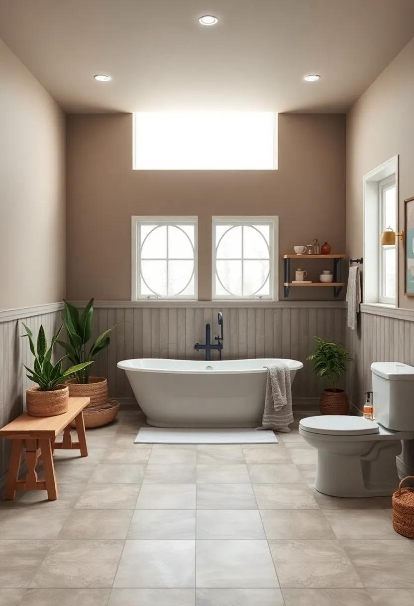 Rustic Taupe: Incorporate earthy taupe to enhance the rustic feel of your farmhouse space while maintaining a neutral palette