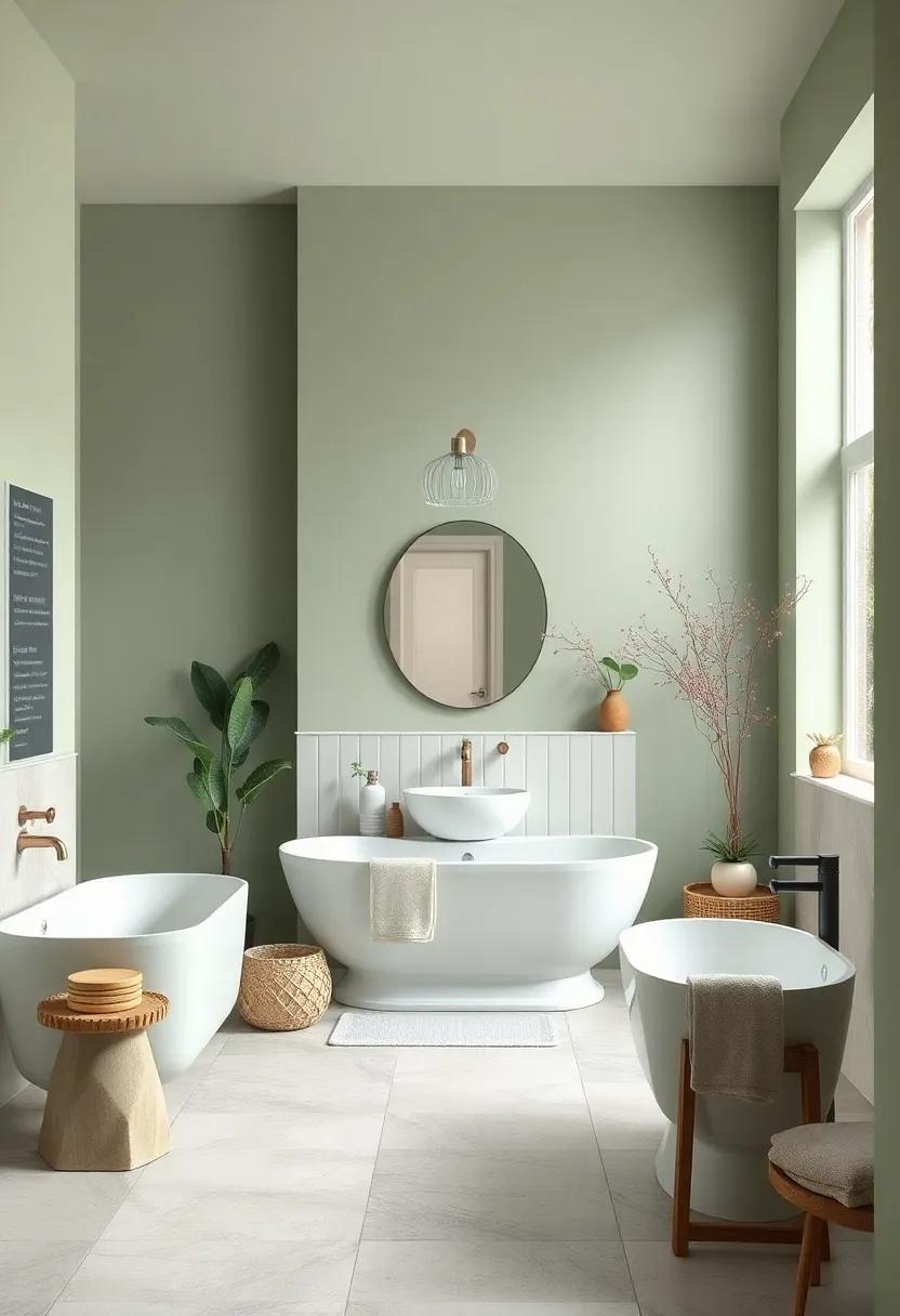 Soft Sage Green: Embrace nature with a pastel green that brings tranquility and a fresh vibe to your farmhouse bathroom