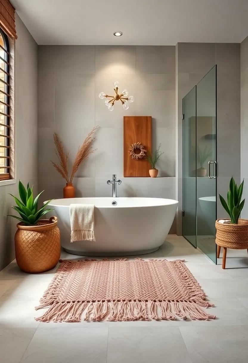 Bohemian Tassel Fringe Bath Mat - elevate your farmhouse bathroom with a bohemian tassel fringe bath mat that brings laid-back charm and artisan flair