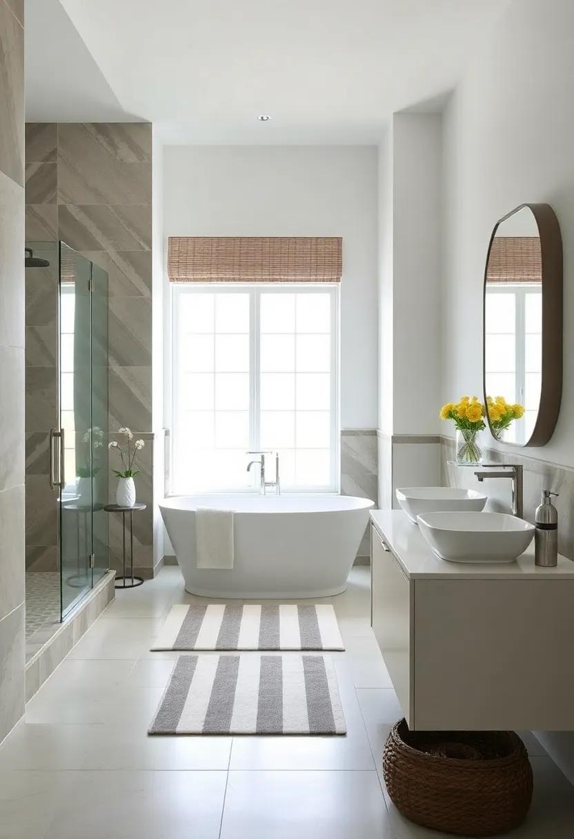 Farmhouse Grey Stripes Bath Mat - Sleek and versatile, a farmhouse grey stripes bath mat complements several color schemes while keeping things stylishly rustic