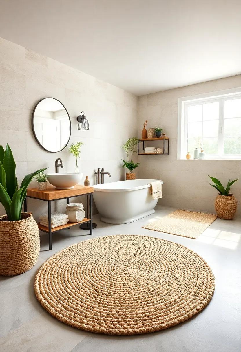 Jute Braided Round Rug - Opt for a natural jute braided round rug, offering an organic feel that beautifully compliments rustic decor while remaining functional