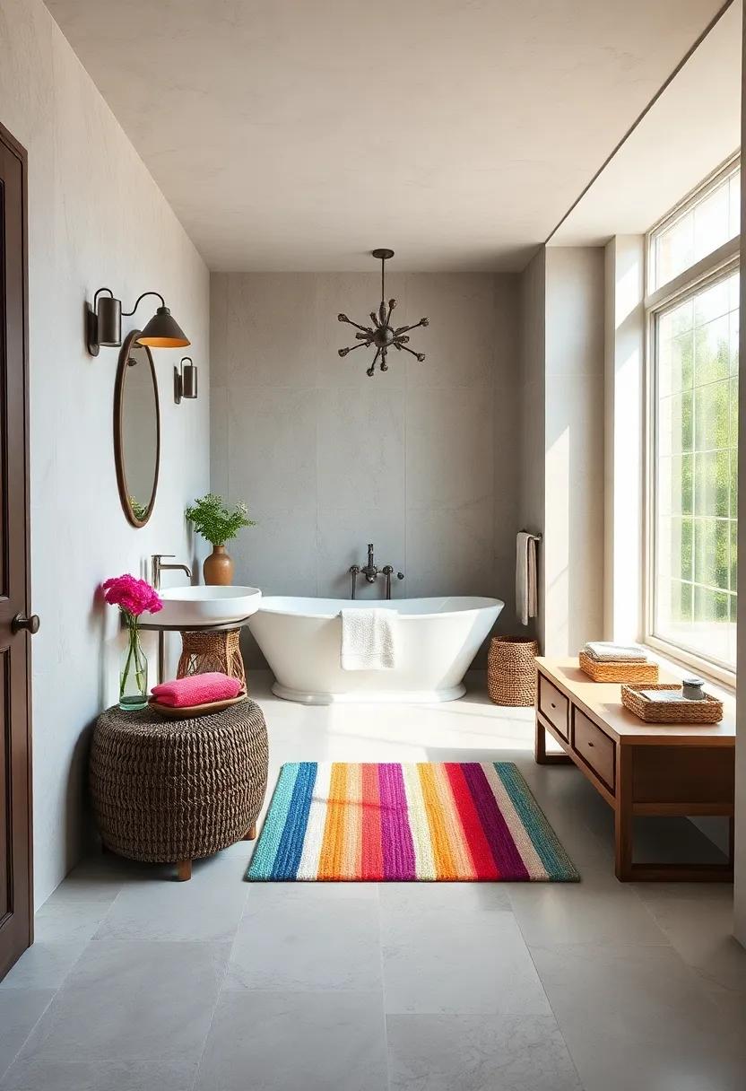 Multi-Color Striped Bath Mat - Brighten your space with a cheerful multi-color striped bath mat, perfect for adding a playful pop of color and personality