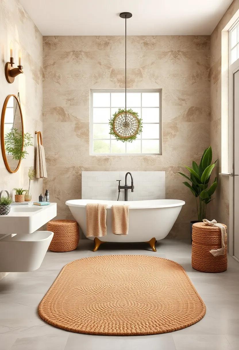 Soft Cotton Woven basketweave Rug - Embrace earthy tones and textures with a soft cotton woven basketweave rug that adds a warm touch to your bathroom retreat