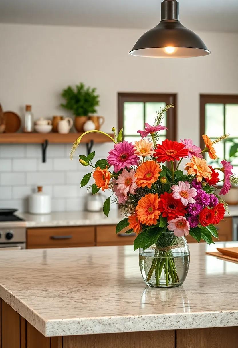 Fresh Flowers: Place a vase of fresh flowers on the counter for a touch of natural beauty. choose seasonal blooms that evoke a sense of tranquility and freshness