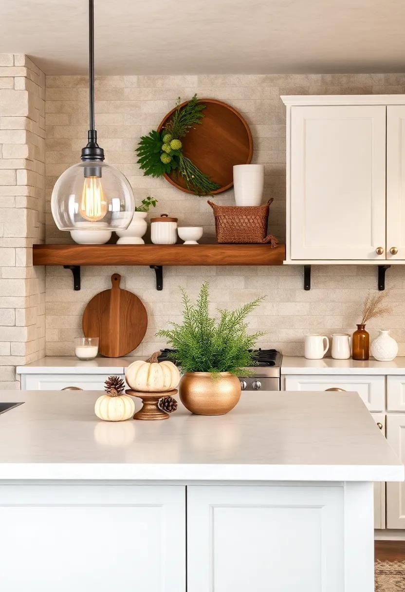seasonal Decor: Rotate seasonal decorations, such as pumpkins in the fall or pinecones in winter. This keeps your kitchen feeling fresh and aligned with the seasons