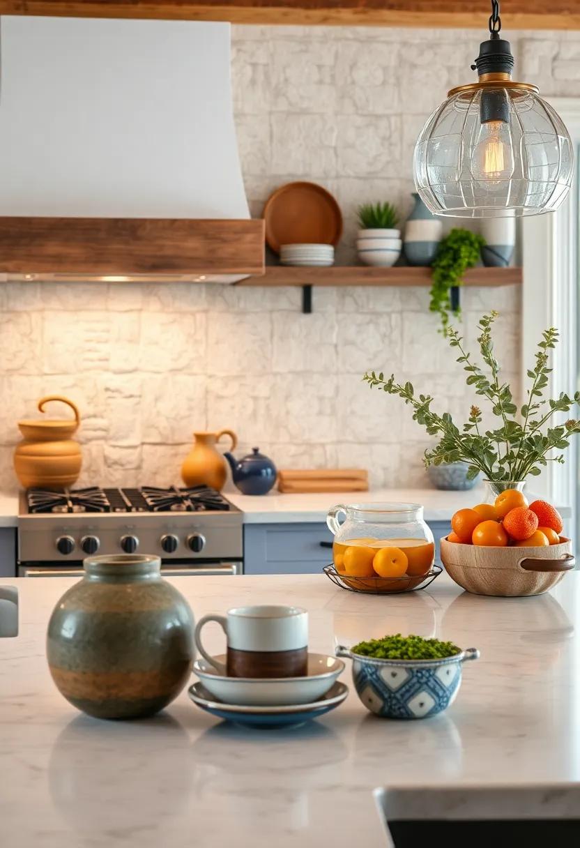 Handmade pottery: invest in handcrafted pottery for holding utensils or serving as a decorative accent. The unique designs and textures enhance the farmhouse vibe