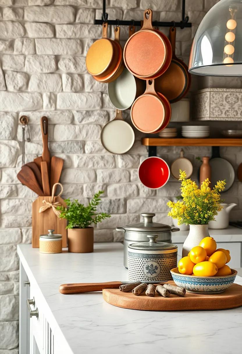 Vintage Cookware: Showcase vintage pots and pans as decor. Hanging them from a rack or placing them on display contributes to a charming farmhouse aesthetic