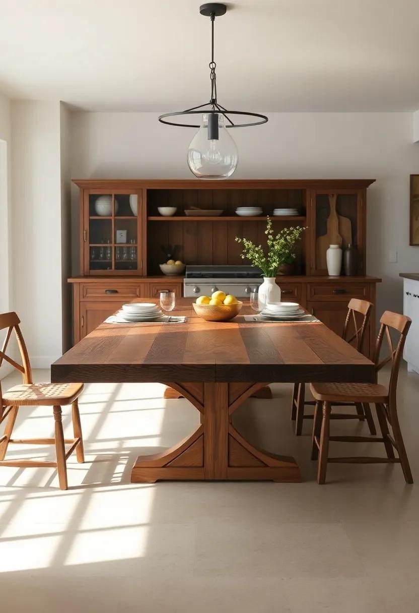 Classic Farmhouse Table: ⁣invest ⁣in a sturdy wooden ‍dining⁣ table that serves as a ​centerpiece for family gatherings and daily meals while radiating rustic warmth