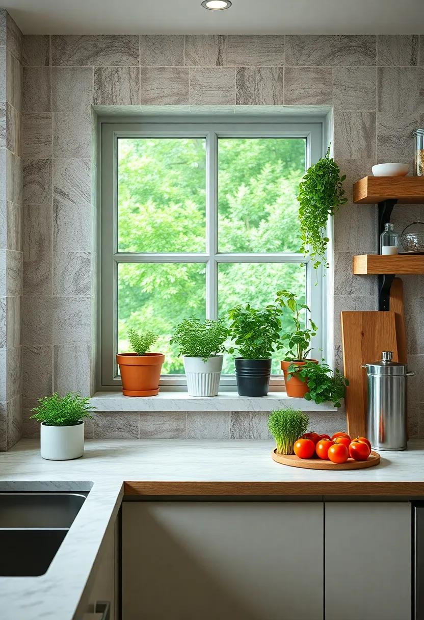 Herb Garden Windowsill: ⁢Create a mini ⁣herb garden on​ your⁢ windowsill for easy access to fresh herbs⁣ and an addition of vibrant greenery‍ in your kitchen
