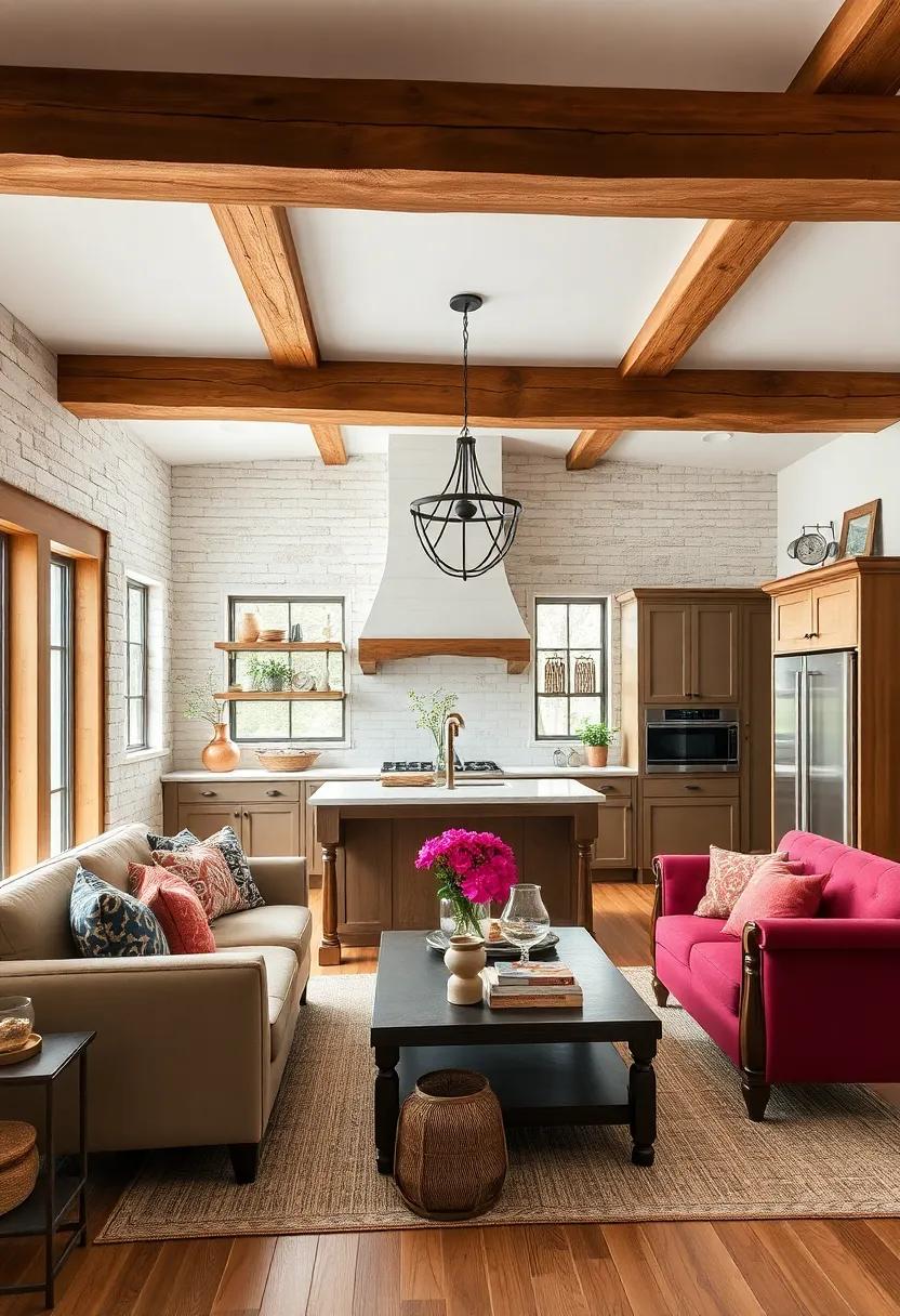 Rustic Wood​ Beams: add character to your ceiling with exposed wooden beams that‌ create a cozy, farmhouse feel while complementing other design elements