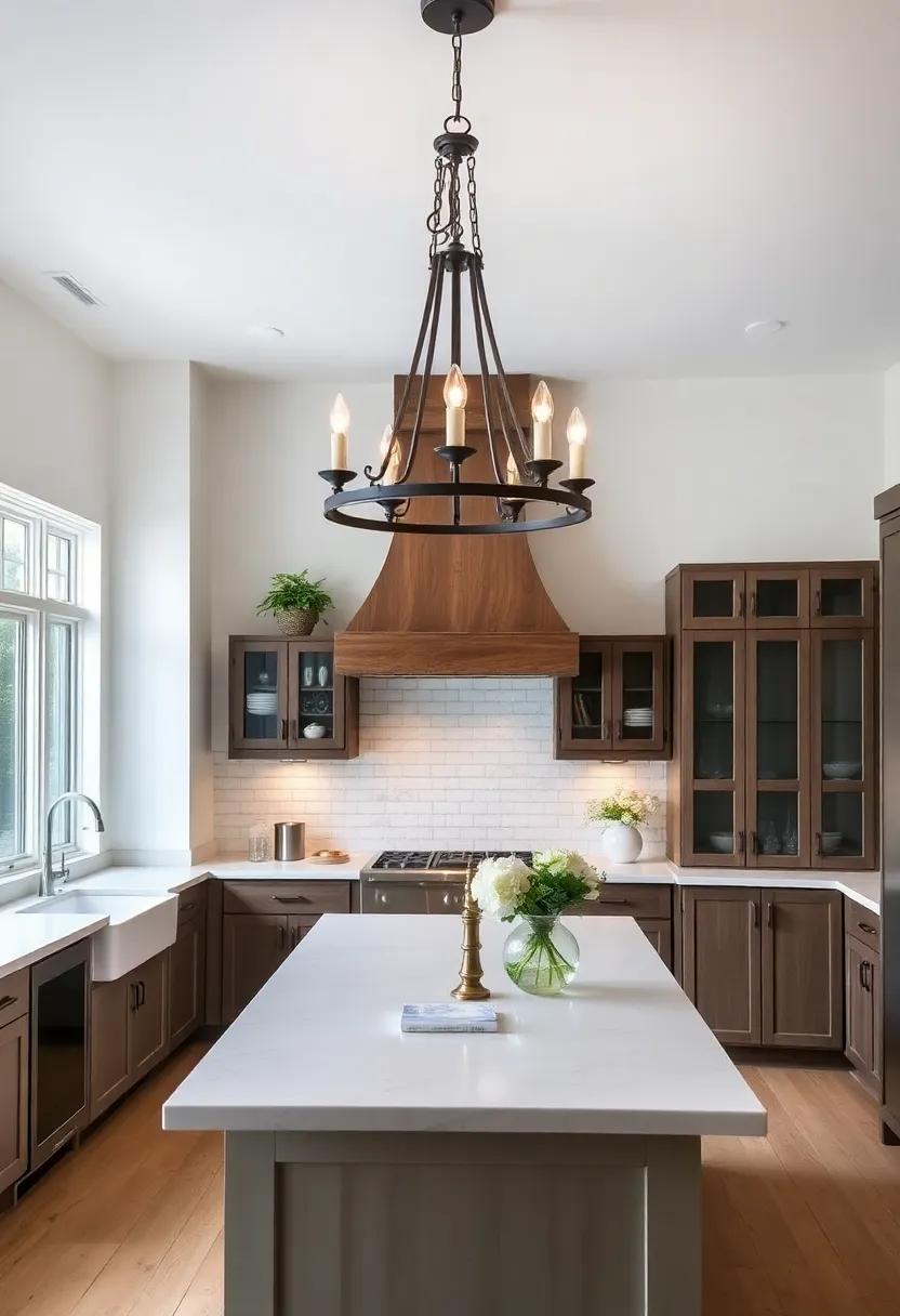 Creating a focal Point With Decorative Chandeliers Above the Island