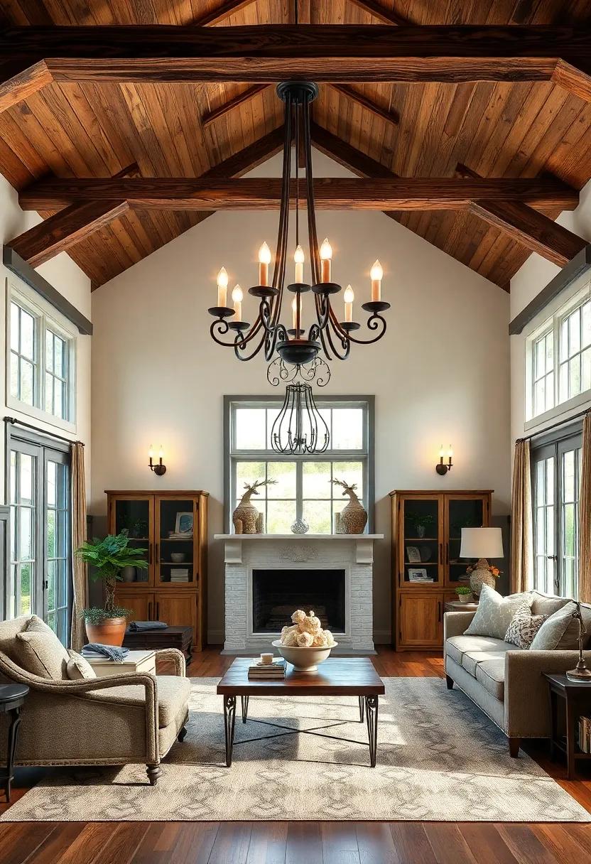 Chic Chandeliers with Wrought Iron Details for Dramatic Effects