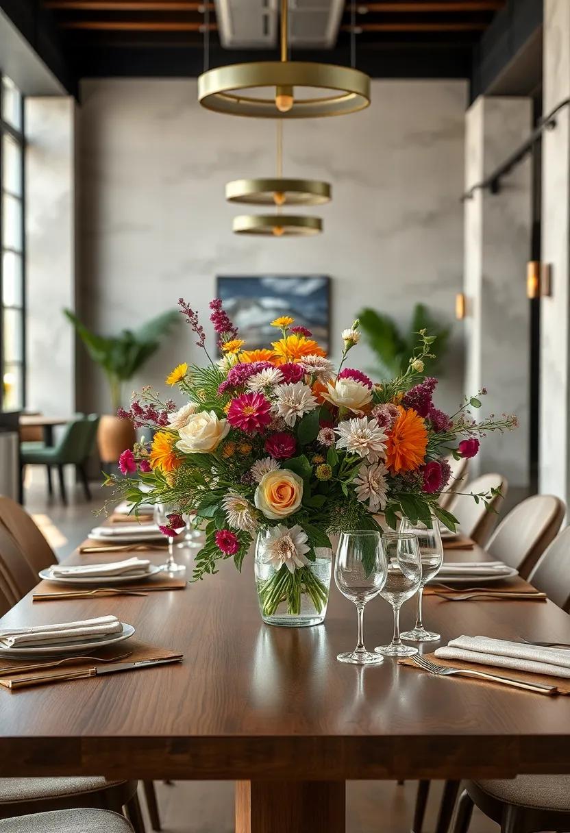 Customizable Seasonal Bounty: Use a variety of seasonal blooms and foliage, allowing guests to rearrange them to their liking for an interactive centerpiece