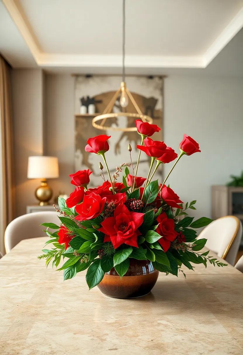 Festive Red Flowers: Infuse a holiday feel with a combination of red roses and poinsettias, beautifully arranged to evoke warmth and cheer