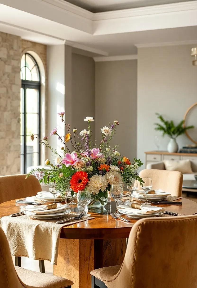 Textured Flora: Combine flowers with various textures, like thistles and fluffy astilbe, to create a visually engaging centerpiece full of depth