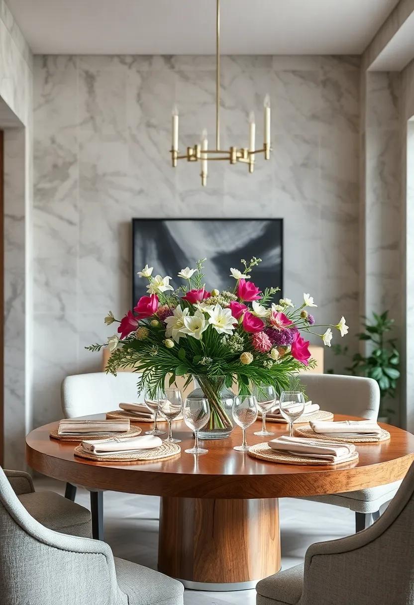 winter Wonderland: Utilize winter flowers such as amaryllis and paperwhite narcissus, accented with evergreen foliage for a fresh seasonal touch