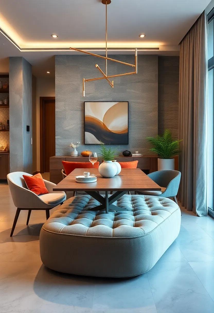 The Ottoman dining Table – Blending function and style, this multi-use ottoman doubles as a dining table that folds out to provide ample surface area