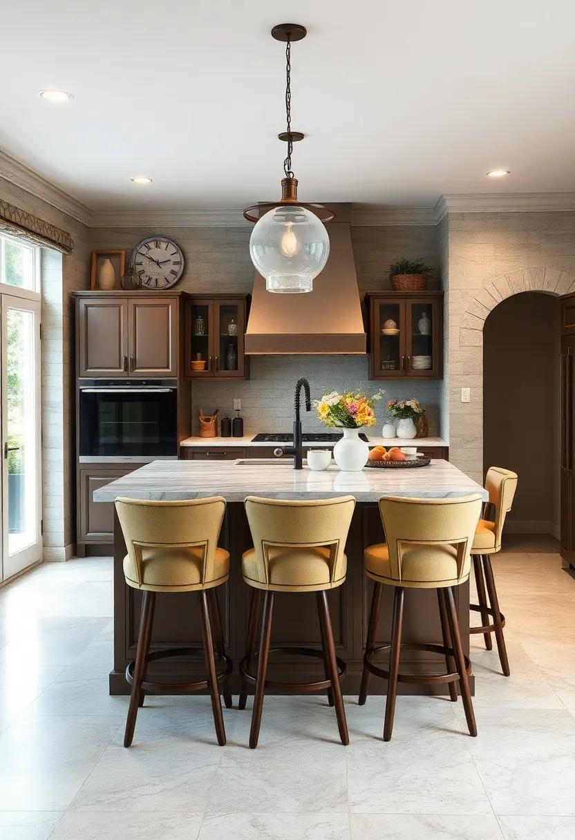 Classic Bar Stools: Choose elegant and comfortable bar stools for a chic seating arrangement, perfect for gathering ‌around the kitchen island
