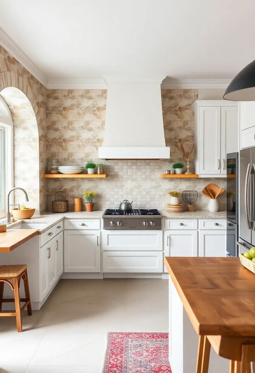 Wooden Butcher Block: Incorporate a sturdy butcher block for food prep, offering a warm, inviting surface that enhances your kitchen's functionality