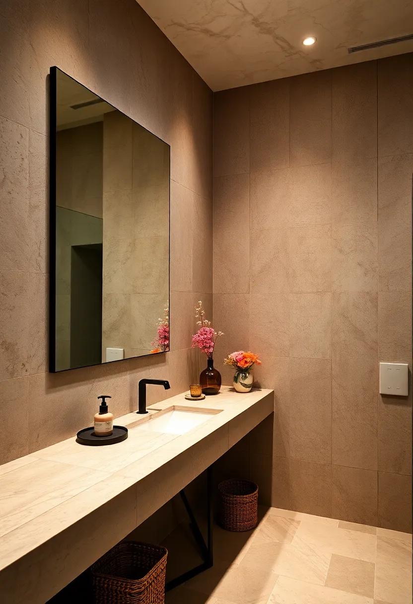 stylish Mirror: A large, stylish mirror not only enhances the space but also helps with grooming needs and reflects light for a brighter atmosphere