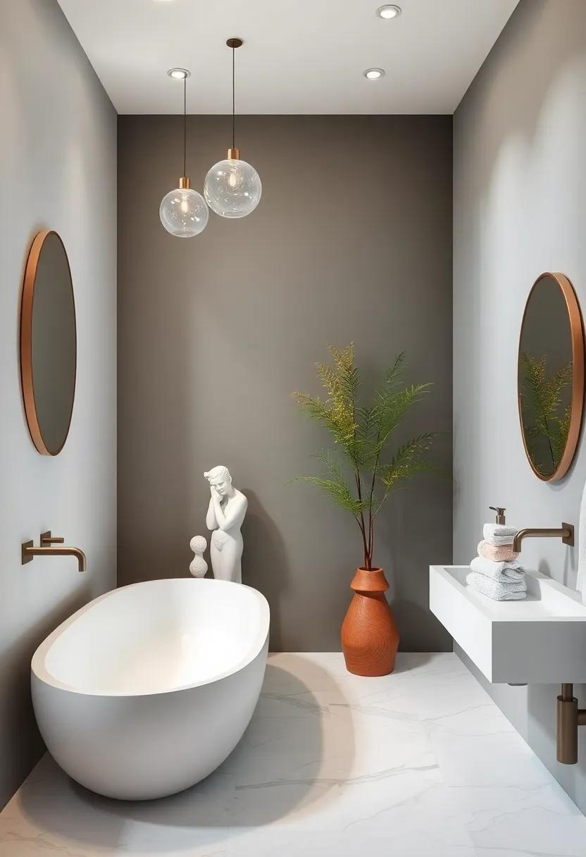 Artistic Accessories: Select unique sculptures or art pieces that can act as conversation starters and elevate the bathroom’s character