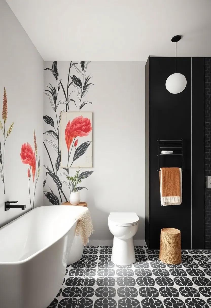 Bold Wallpaper: Consider removable wallpaper with striking designs to inject personality and flair into your bathroom without permanent commitment