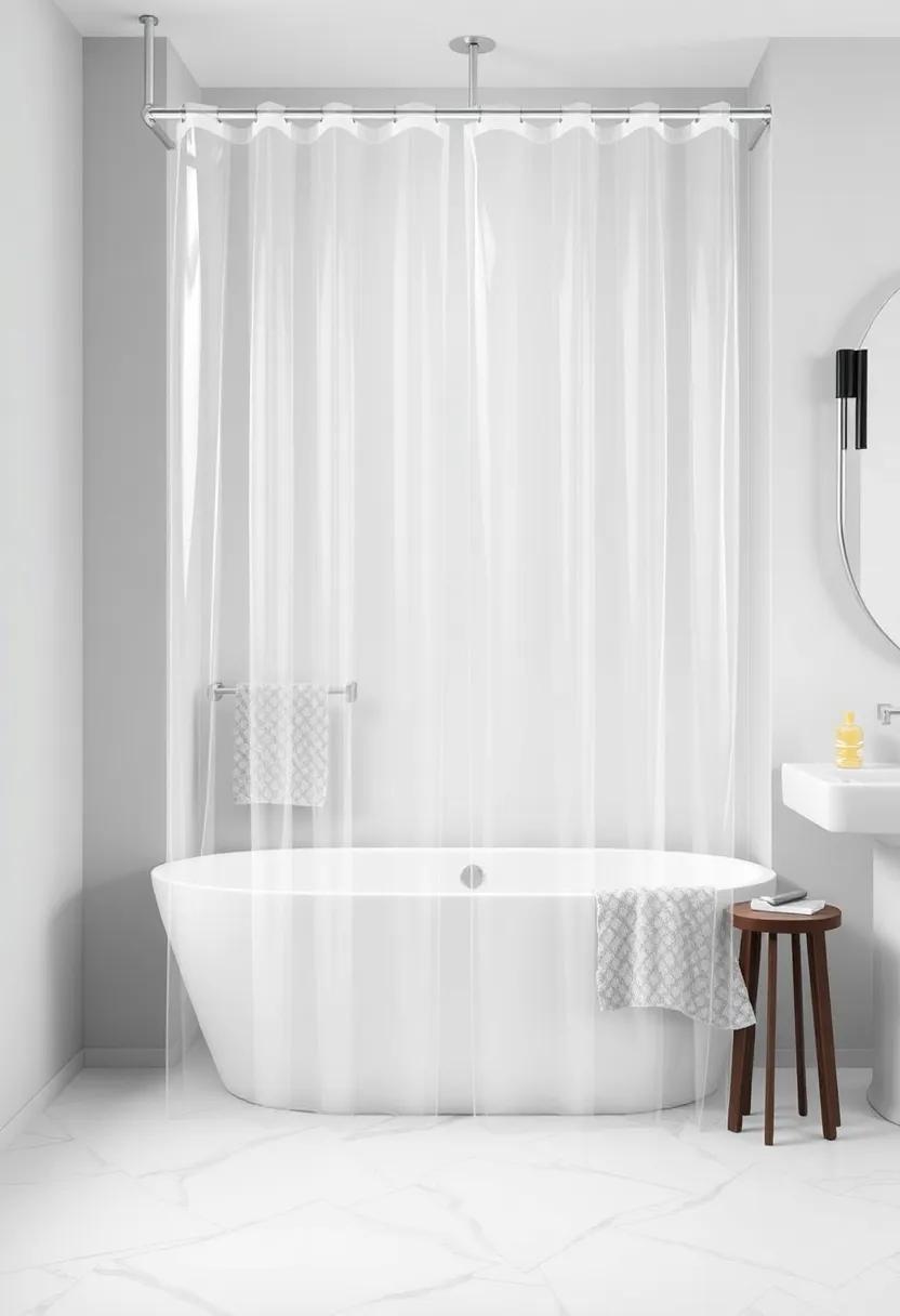 Clear Shower Curtains: Opt for transparent or semi-transparent shower curtains that add an illusion of space while maintaining privacy