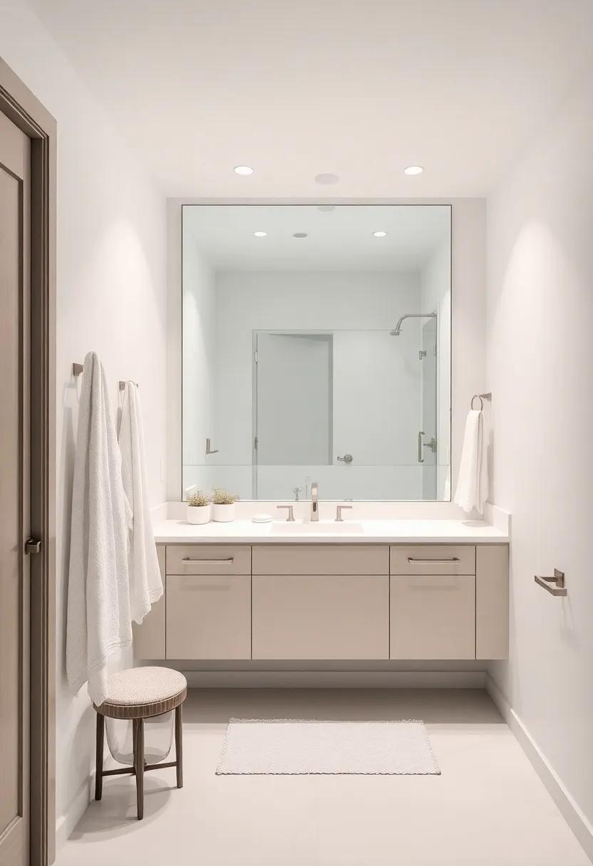 Coordination of Hardware: Select coordinated towel bars, cabinet handles, and light fixtures to create a harmonized look throughout your space