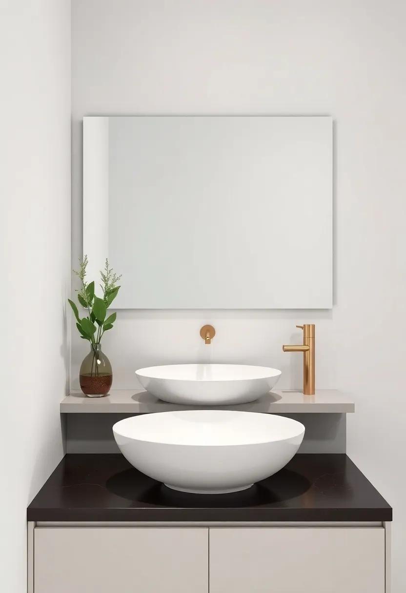 Elegant Vessel Sinks: Opt for stylish vessel sinks that sit atop counters, adding sophistication while offering practicality for everyday use