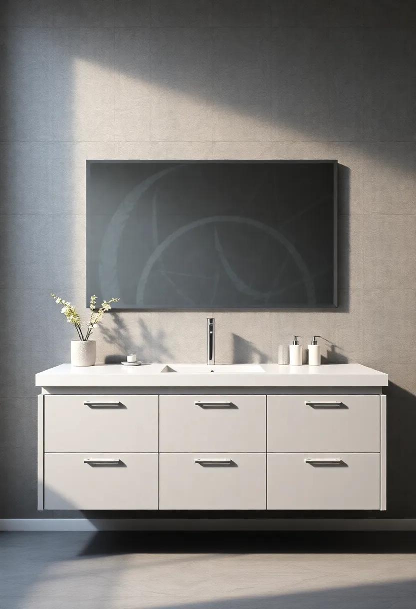 Modern Vanity Designs: Choose a contemporary vanity with clean lines and smart storage to enhance both functionality and aesthetics in your bathroom