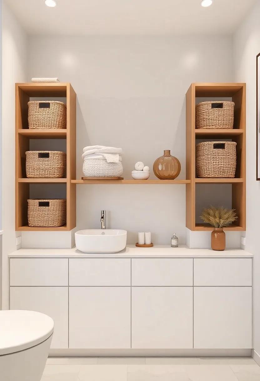 Open Concept Storage: Display stylish baskets or bins in open shelving units for easy access while adding a textured element to the design
