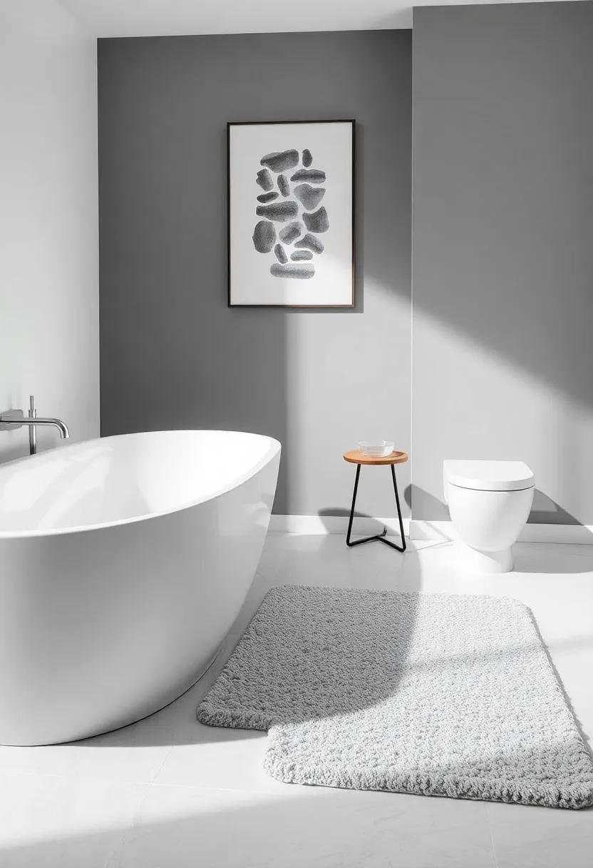 Textured Bath Mats: Add warmth and comfort underfoot with plush, textured mats that combine practicality with modern aesthetics