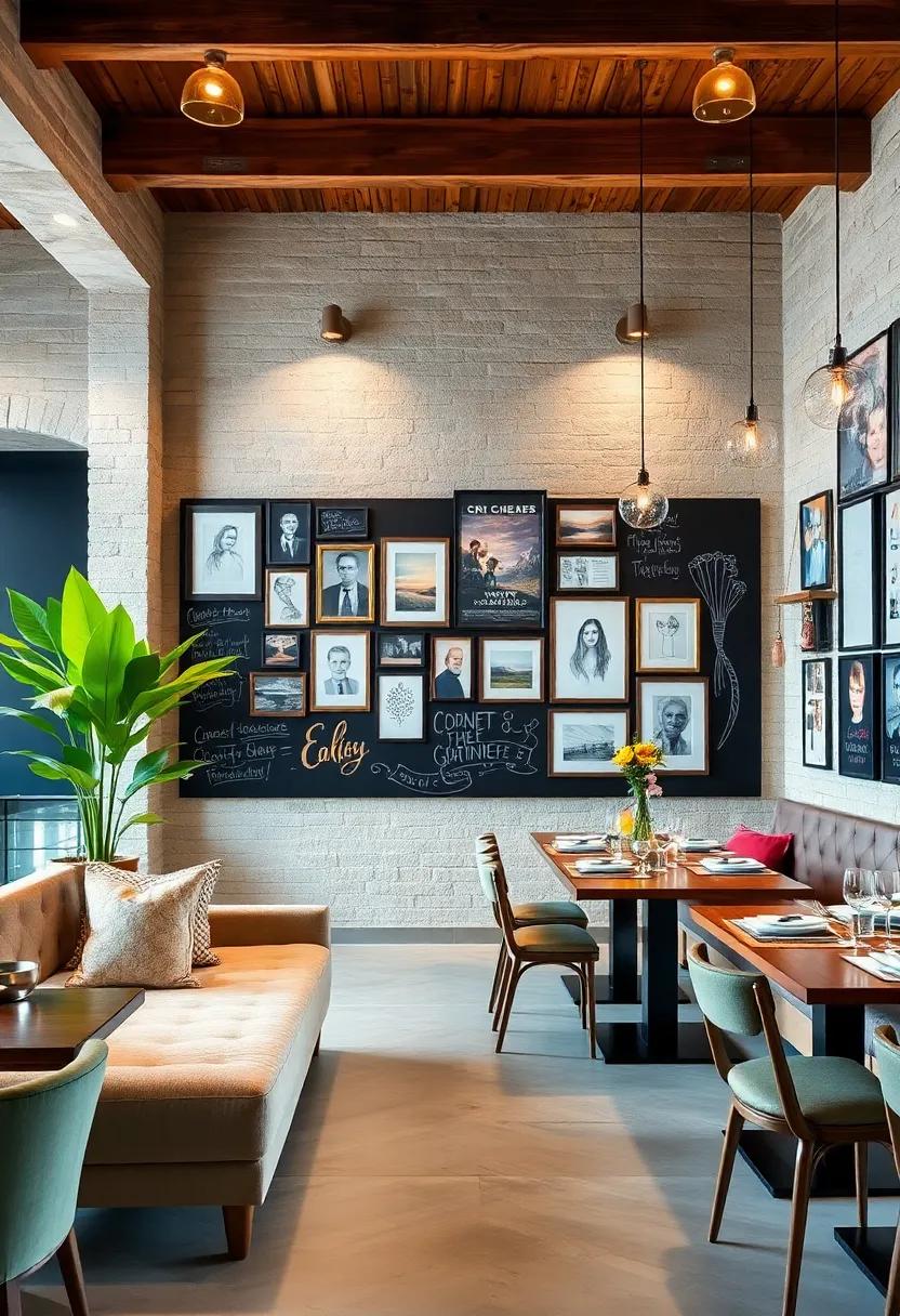 Interactive Chalkboard Wall: Designate a section for chalkboard art where guests can leave messages or doodles, adding a unique and interactive feature