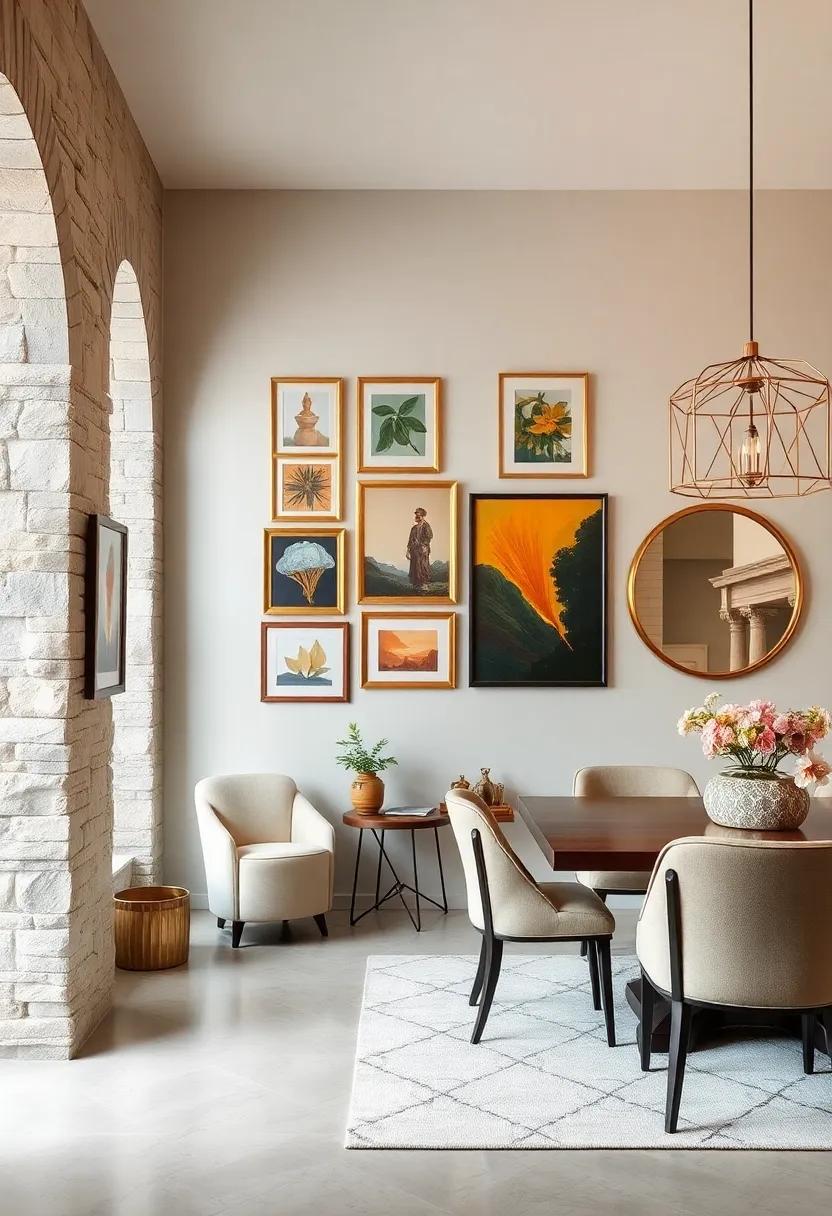 Decorative Mirrors: Use mirrors with framing art to enhance light and create the illusion of a larger space while adding visual interest