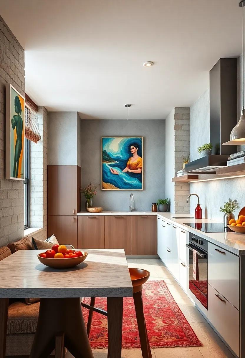Artistic Accents: Hang colorful artwork or canvas prints that reflect your personality and complement your kitchen's theme