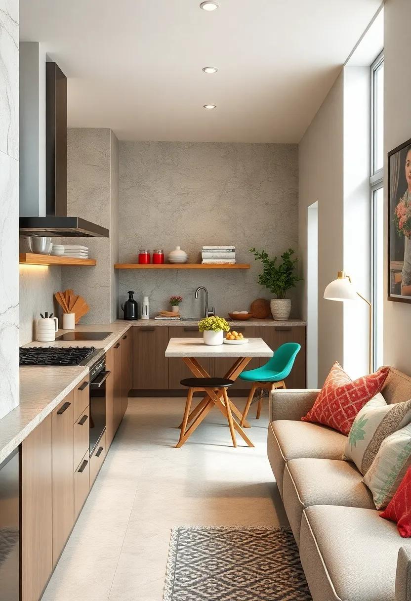 Foldable Furniture: Incorporate collapsible tables or drop-leaf counters that offer versatility for small gatherings or meal prep