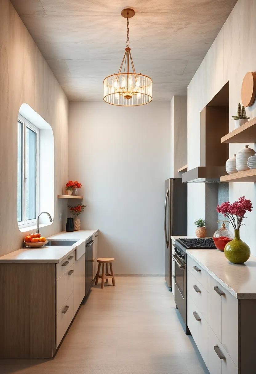 Statement Lighting: Install an eye-catching chandelier or pendant lights to draw attention to your kitchen's design