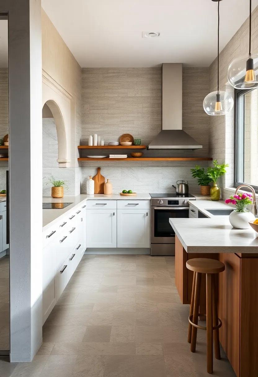 Make a Statement with Flooring: Choose bold tile patterns or unique materials to create a dynamic floor that compliments your kitchen's design