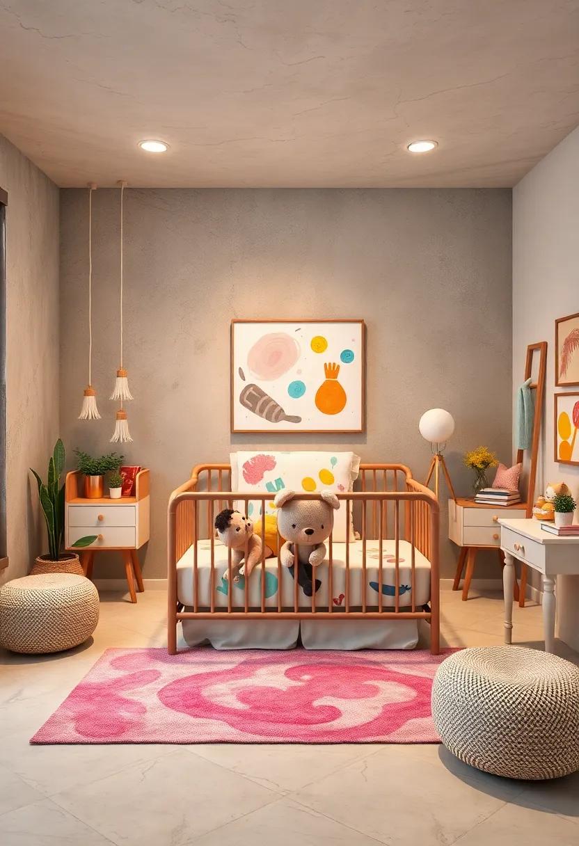 Artistic Expression: Bring out your inner artist with a nursery featuring an art-themed convertible crib, complete with‌ a canvas ​for creations