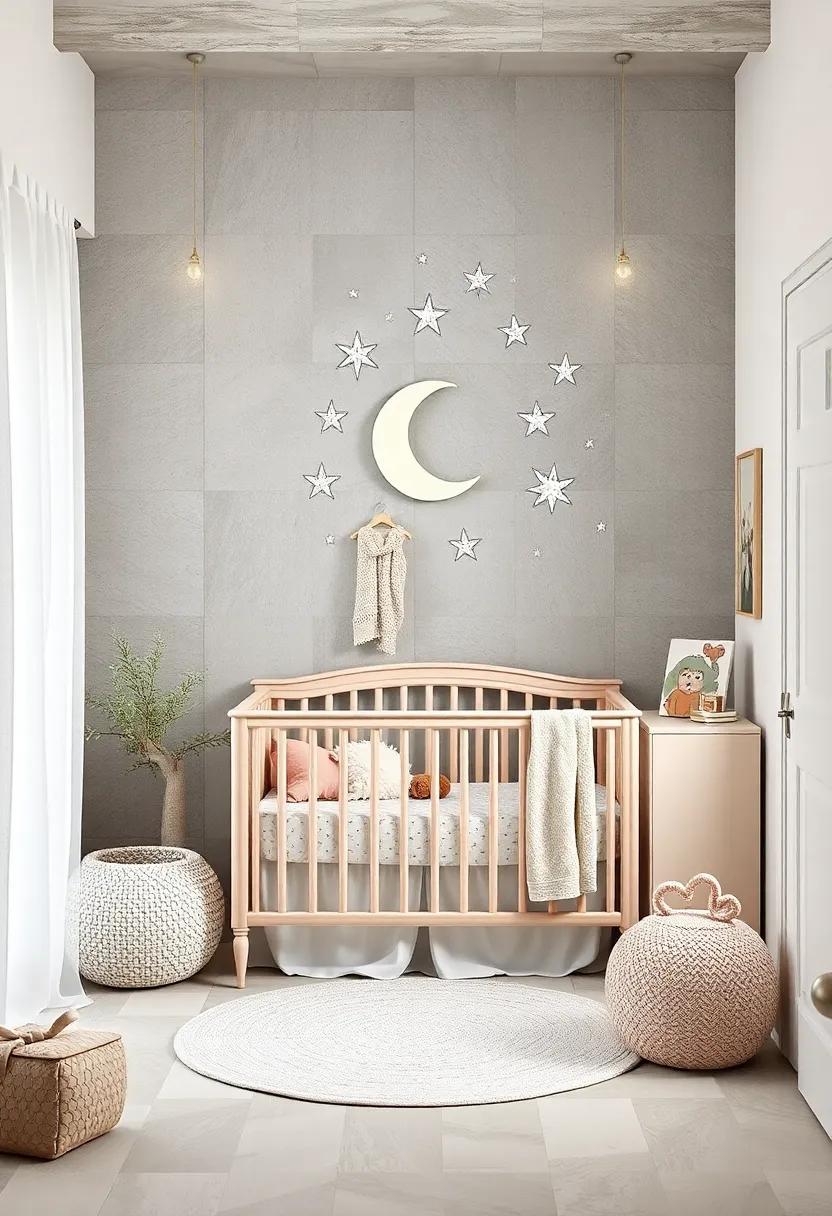 Celestial Haven: Decorate the nursery with stars and moon decals, adding a convertible crib that feels⁤ like a cozy nest⁣ among ⁢the constellations