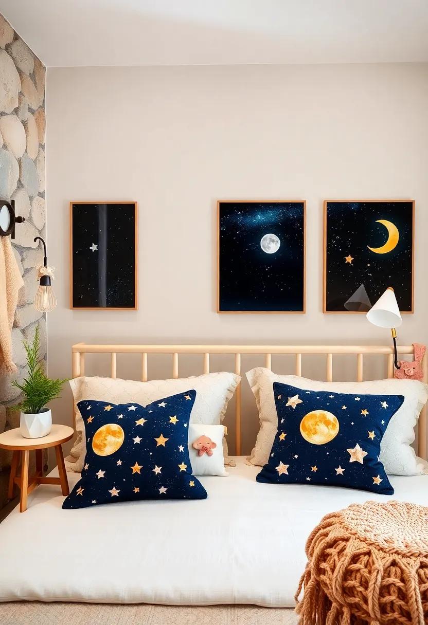 Starry Night Theme: Capture the magic of the night sky with pillows adorned with stars and moons for bedtime storytelling