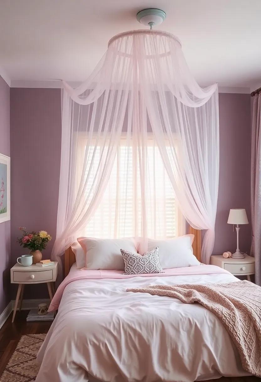 create ⁣a Dreamy Canopy: Hang a delicate ​canopy over the bed for a whimsical touch that invites relaxation and⁣ imagination